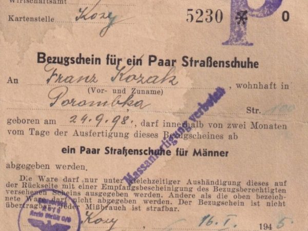 Koziańskie detale – bon towarowy na buty 1945 r.