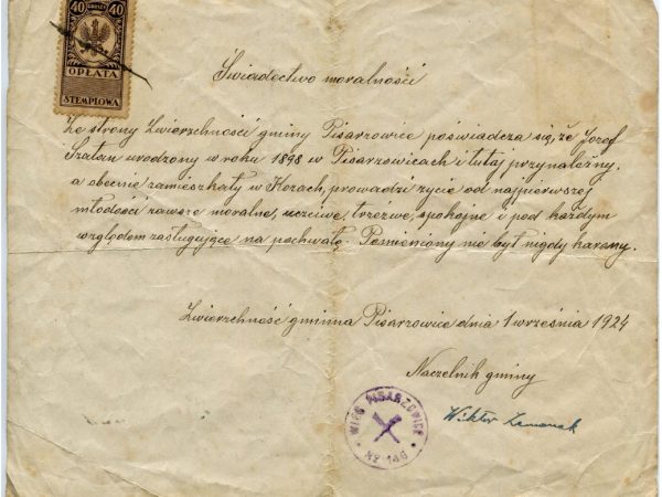 Świadectwo moralności, czyli z Pisarzowic do Kóz